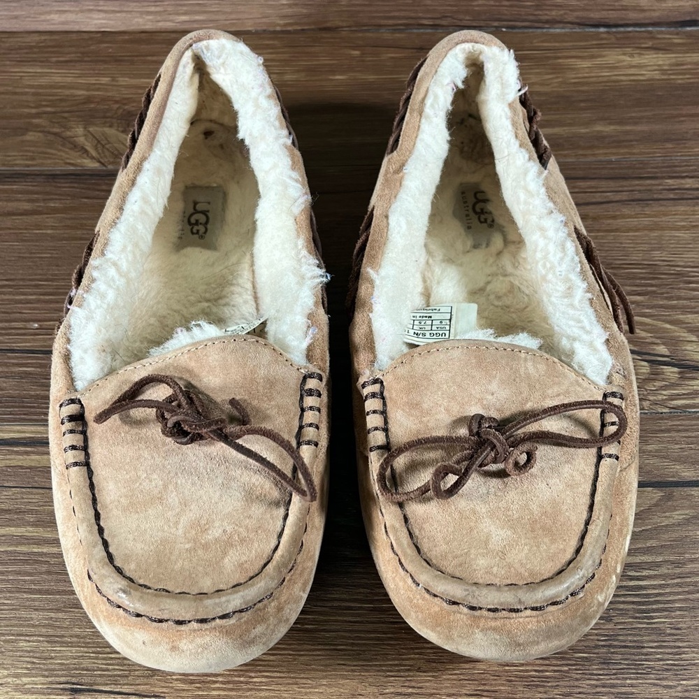 UGG Tate Brown Suede Slip-On Slippers Women’s Size 9 Shoes Moccasins‎
